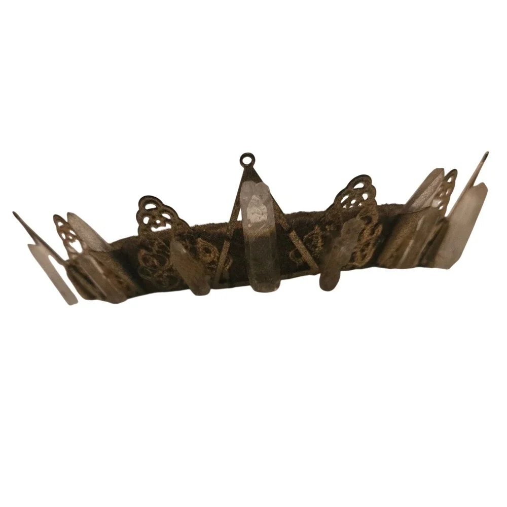 Loschy Designs Raw Quartz‎ Crystal Gold Filigree Crown Headband Tiara